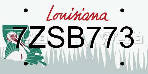 7ZSB773 Louisiana License Plate
