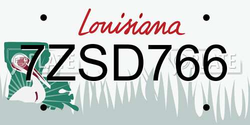 7ZSD766 Louisiana License Plate