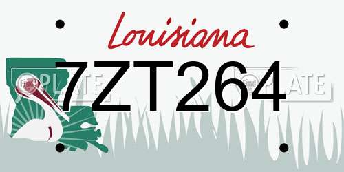 7ZT264 Louisiana License Plate