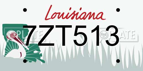 7ZT513 Louisiana License Plate