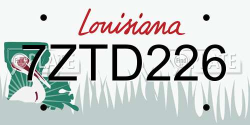 7ZTD226 Louisiana License Plate