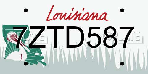 7ZTD587 Louisiana License Plate