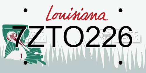 7ZTO226 Louisiana License Plate