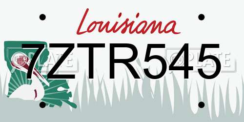 7ZTR545 Louisiana License Plate