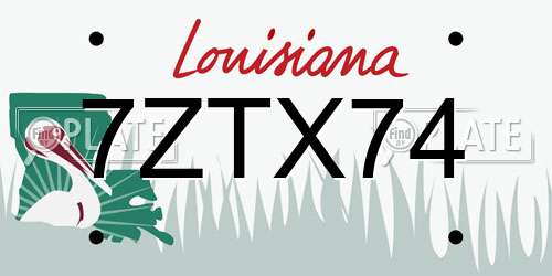 7ZTX74 Louisiana License Plate