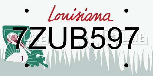 7ZUB597 Louisiana License Plate