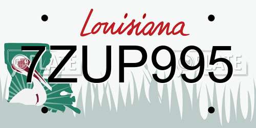 7ZUP995 Louisiana License Plate