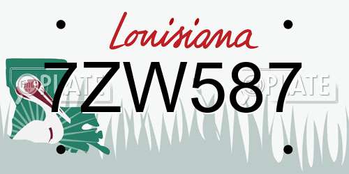 7ZW587 Louisiana License Plate