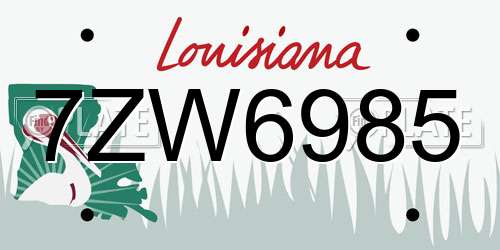 7ZW6985 Louisiana License Plate