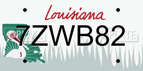 7ZWB82 Louisiana License Plate