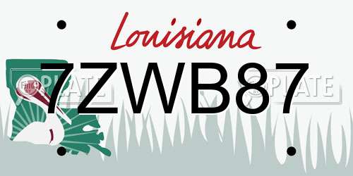 7ZWB87 Louisiana License Plate
