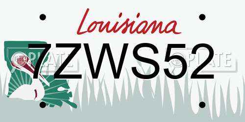 7ZWS52 Louisiana License Plate