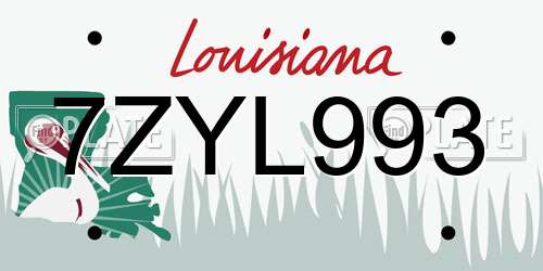 7ZYL993 Louisiana License Plate