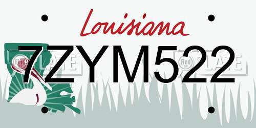 7ZYM522 Louisiana License Plate