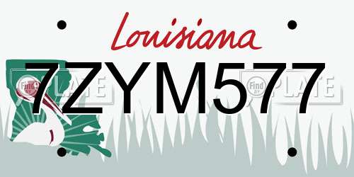 7ZYM577 Louisiana License Plate
