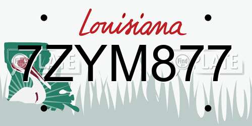 7ZYM877 Louisiana License Plate