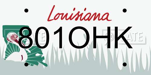 801OHK Louisiana License Plate
