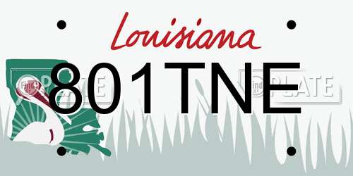 801TNE Louisiana License Plate