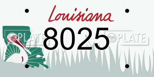 8025 Louisiana License Plate
