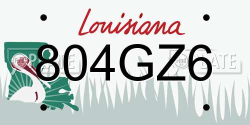 804GZ6 Louisiana License Plate