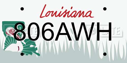 806AWH Louisiana License Plate