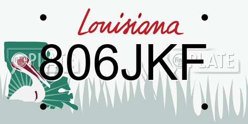 806JKF Louisiana License Plate