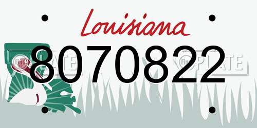 8070822 Louisiana License Plate