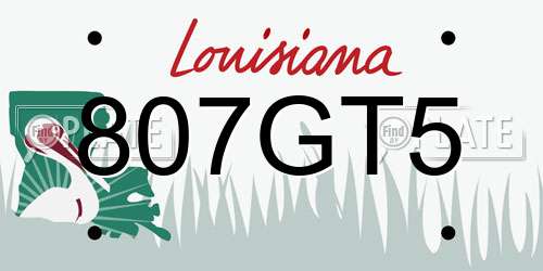 807GT5 Louisiana License Plate