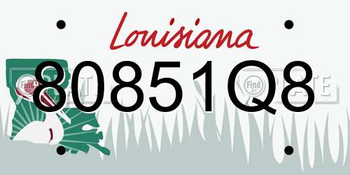 80851Q8 Louisiana License Plate