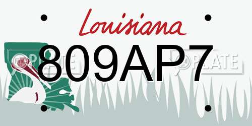 809AP7 Louisiana License Plate