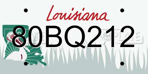 80BQ212 Louisiana License Plate