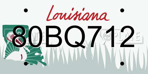 80BQ712 Louisiana License Plate