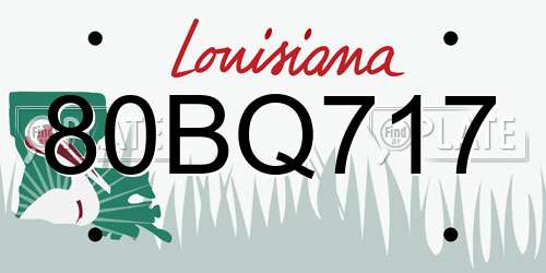 80BQ717 Louisiana License Plate