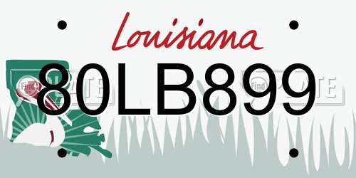 80LB899 Louisiana License Plate