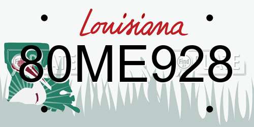 80ME928 Louisiana License Plate