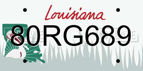 80RG689 Louisiana License Plate