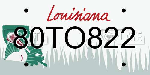 80TO822 Louisiana License Plate