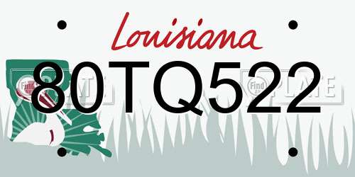 80TQ522 Louisiana License Plate