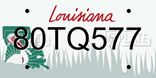 80TQ577 Louisiana License Plate