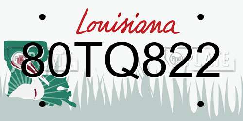 80TQ822 Louisiana License Plate