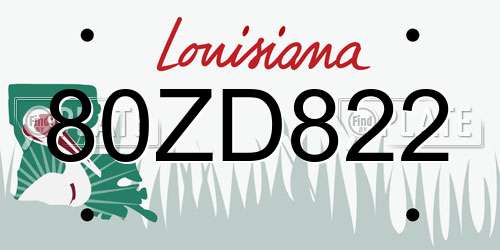 80ZD822 Louisiana License Plate