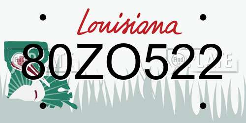 80ZO522 Louisiana License Plate