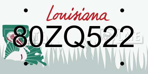 80ZQ522 Louisiana License Plate