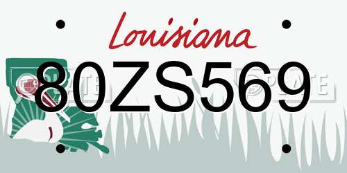 80ZS569 Louisiana License Plate
