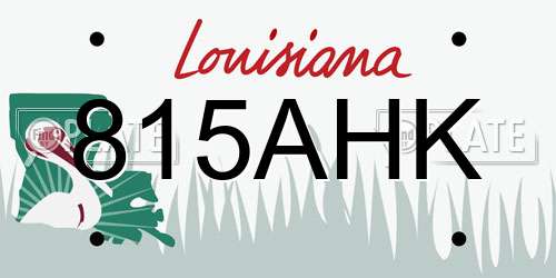 815AHK Louisiana License Plate