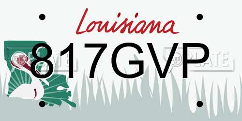 817GVP Louisiana License Plate
