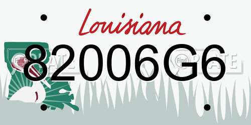 82006G6 Louisiana License Plate