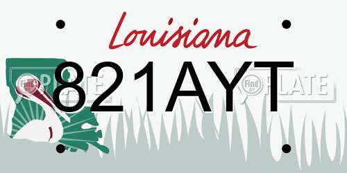 821AYT Louisiana License Plate
