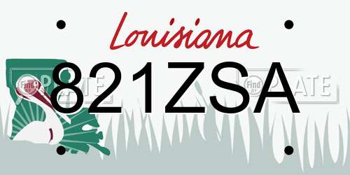821ZSA Louisiana License Plate