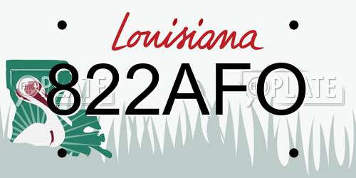 822AFO Louisiana License Plate